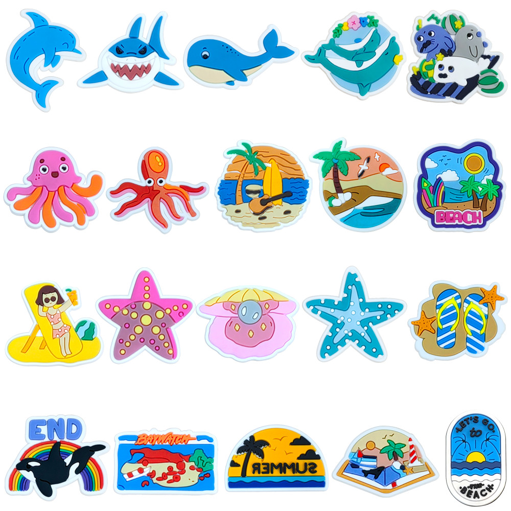 20 ชิ้น/เซ็ตรองเท้า Charm MEIDJ ตัวติดรองเท้า Pvc ตัวการ์ตูน สำหรับตกแต่ง MEIDJ Diy รองเท้าหัวโต ติดง่าย น่ารัก