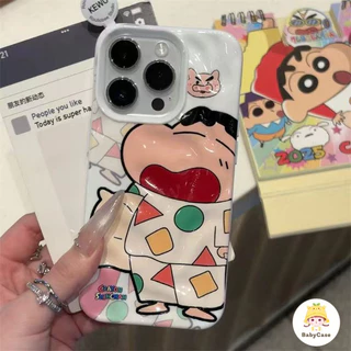 เคสไอโฟน 15 13 สำหรับ iPhone 11 17 16 13 15 14 12 Pro Max 15 14 16 Plus XR X XS ผ้าคลุมลายการ์ตูนเครยอนชินจังสุดน่ารัก