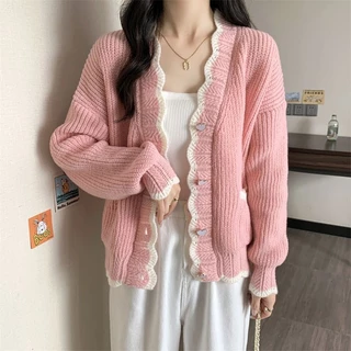 Veewink เสื้อสเวตเตอร์สไตล์หวาน สีชมพูนุ่มนวล แขนยาว ใส่สบาย ฮิตตลอดปี ใส่ได้ทุกโอกาส