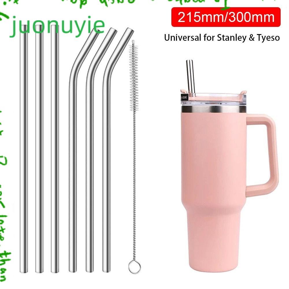 JUONUYIE 1 ชิ้นหลอดสแตนเลส,เงินถ้วยดื่มฟาง, 6 มิลลิเมตร 8 มิลลิเมตรนํามาใช้ใหม่ตรง Bent เปลี่ยนฟางสําหรับ 30 ออนซ์ 40 ออนซ์ Tyeso ถ้วย