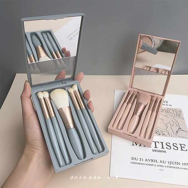 ซุปเปอร์มัม toner pad laglace รุ่นอัพเกรดของแปรงแต่งหน้ากล่องสี Morandi แบบพกพาขนาดเล็กพร้อมกระจกสาว