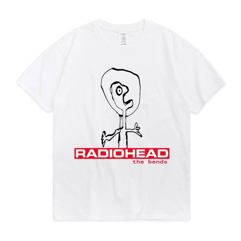 เสื้อยืดแขนสั้น 90s Retro Punk Hip-Hop ตามแบบฉบับของ Radiohead ดีไซน์ยอดนิยมในปี 2025