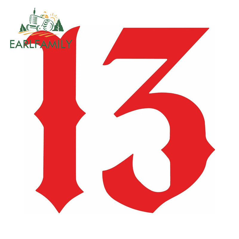 EARLFAMILY Lucky Number 13 สติกเกอร์รถรถจักรยานยนต์สเก็ตบอร์ดกระเป๋าเดินทางบุคลิกภาพไวนิล Decal Scratch-Proof แฟชั่นรถประตู Protector