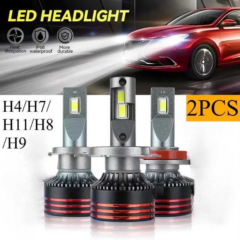 2PCS M8 Pro 120W 12000LM LED ไฟหน้ารถหลอดไฟ H7 H4 H11 Hi/Lo Beam สีขาว Super Bright Spotlight ชุด