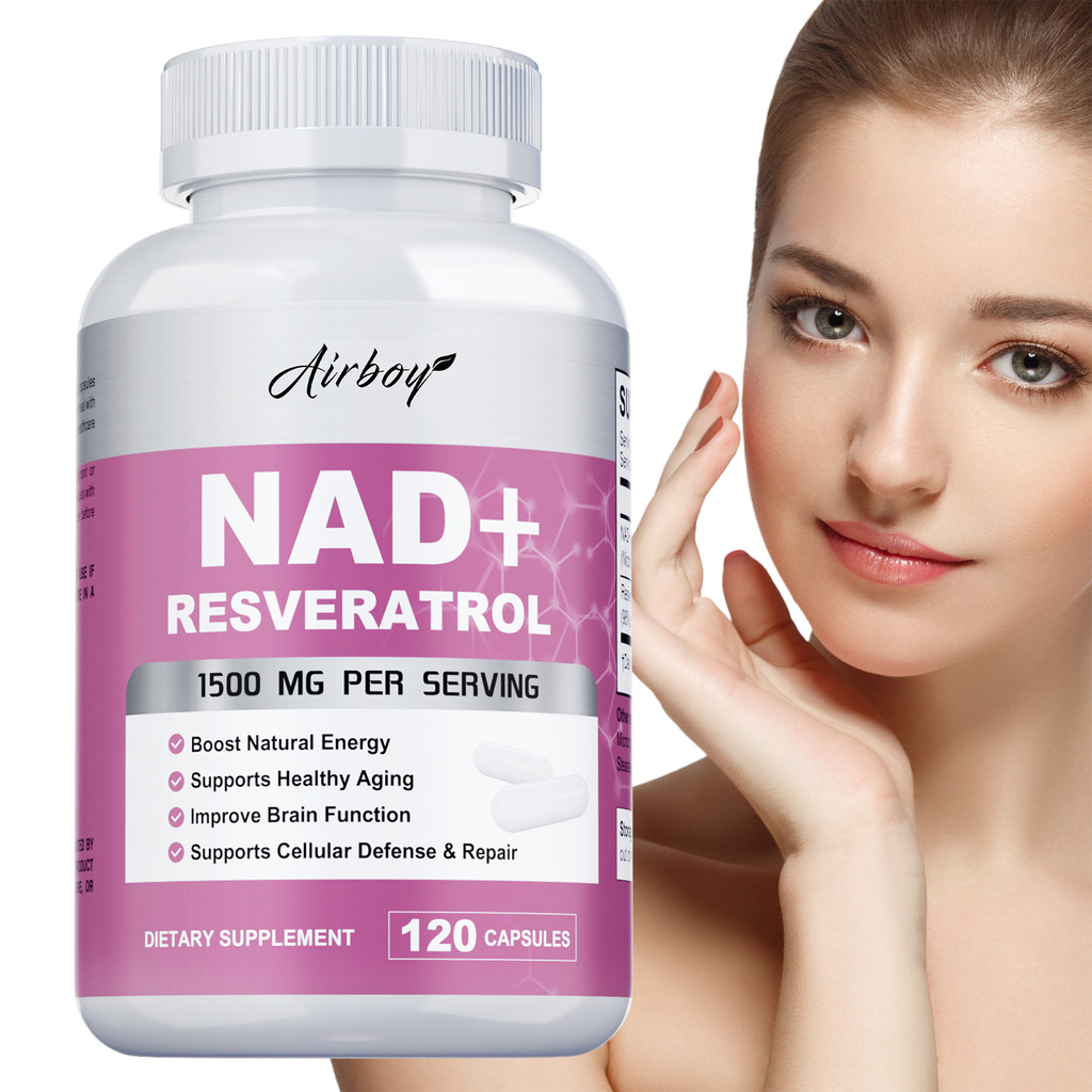 NAD+ with Resveratrol - Enhances Skin Clarity & Smoothness - 30/60/120 Capsules