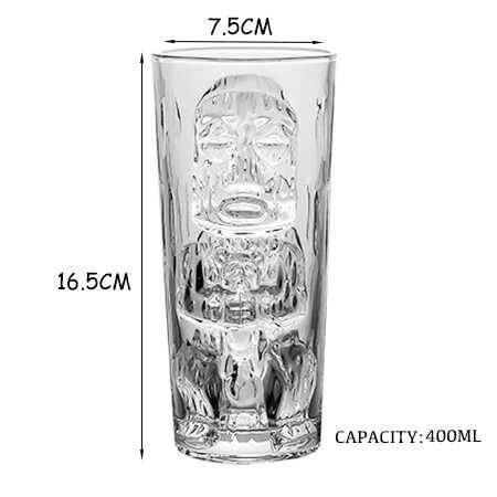 EZSHOPPING Aesthetic Glass Coffee Tea Hawaiian Tiki Glass 400ml - EY-40| |