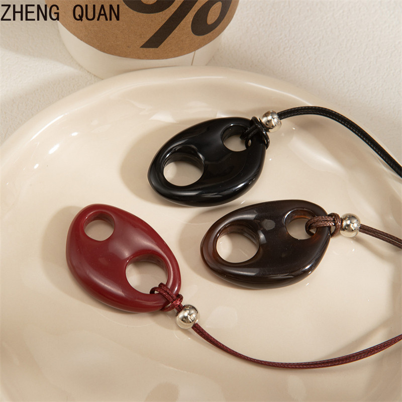 สร้อยคอมีจี้เรซินอสมมาตรแบบเรขาคณิต เครื่องประดับแฟชั่นสำหรับผู้หญิง เป็นของขวัญวันหยุดที่ยอดเยี่ยม - รูปที่ 2