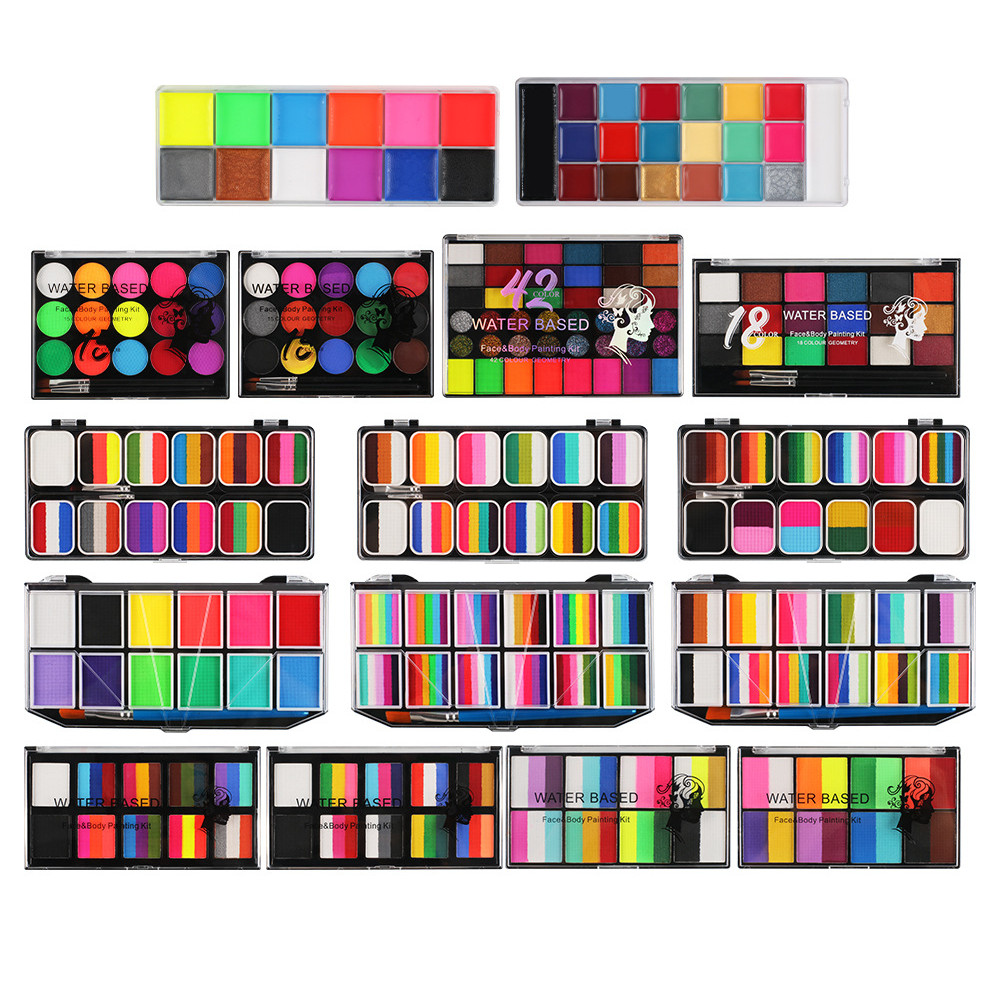 Spooky Halloween Makeup Kit - ชุดเพ้นท์ตัวและใบหน้าพร้อมครีมหลากสีสําหรับงานปาร์ตี้คอสเพลย์!