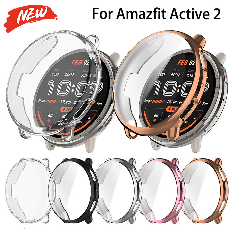 กระจก+เคส (ไม่มีนาฬิกา) สําหรับ Amazfit Active 2 เคสป้องกันหน้าจอ TPU All-Around ฝาครอบกันชนป้องกันอุปกรณ์เสริม