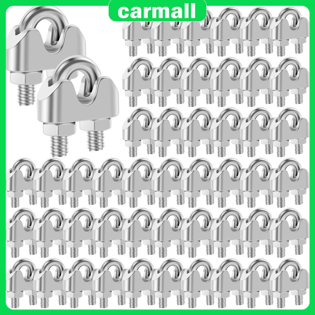 50 ชิ้น M3 เชือกลวดอาน Fastener สแตนเลสสตีลสาย Clamp สําหรับ Clothesline ฟันดาบระบบแขวนแบนเนอร์ SHOP