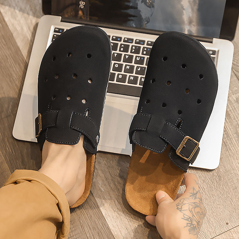 拖鞋 男士夏季外穿休闲包头加厚拖大码防滑底休闲鞋รองเท้าแตะBokenสําหรับผู้ชายสําหรับฤดูร้อนชุดลําลองที่มีรูนิ้วเท้า