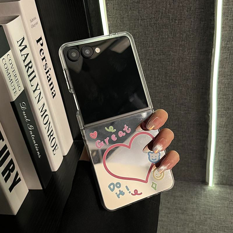 กระจกเกาหลี Graffiti สร้อยข้อมือหัวใจภาษาอังกฤษเคสโทรศัพท์เหมาะสําหรับ Samsung Galaxy ZFlip7 เชือกเส้นเล็กพับ Hard Shell สําหรับ Z Flip 7 6 7FE 5 4 3 5G แฟชั่นฝาครอบป้องกัน - รูปที่ 6