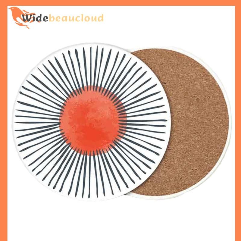 Widebeaucloud 6 ชิ้น/เซ็ต Coasters ทนความร้อนลื่นเครื่องดื่ม Cafe ตกแต่ง 2D FLat Coasters Anti-scald