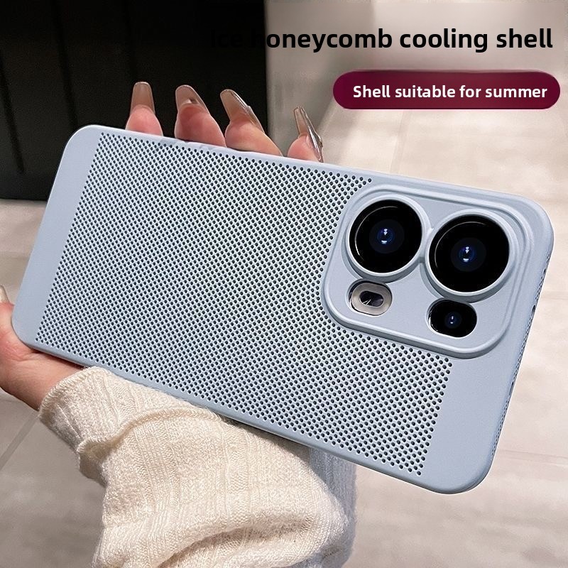 เคสโทรศัพท์สําหรับ OPPO Reno 14 Pro 13 12 10 9 Pro Plus ตาข่ายเคสกระจายความร้อนพร้อมเลนส์แก้วฝาครอบป้องกัน