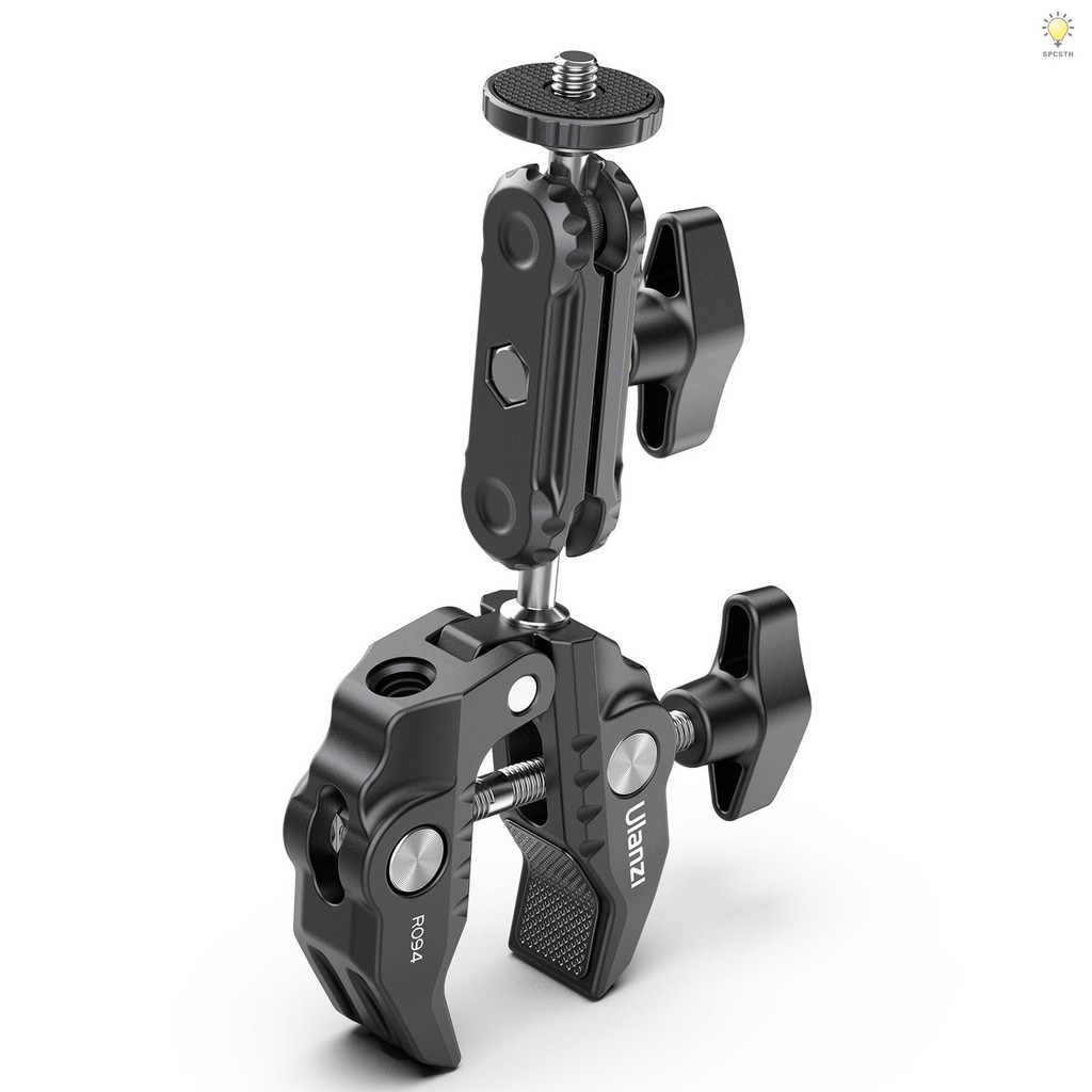 Ulanzi R094 Multi-functional Super Clamp Ball Mount Clamp Dual 360° อลูมิเนียมหัวบอลหมุนได้พร้อมสกรู 1/4 นิ้ว 3/8 นิ้วเกลียว 1.5 กก. แบริ่งโหลด