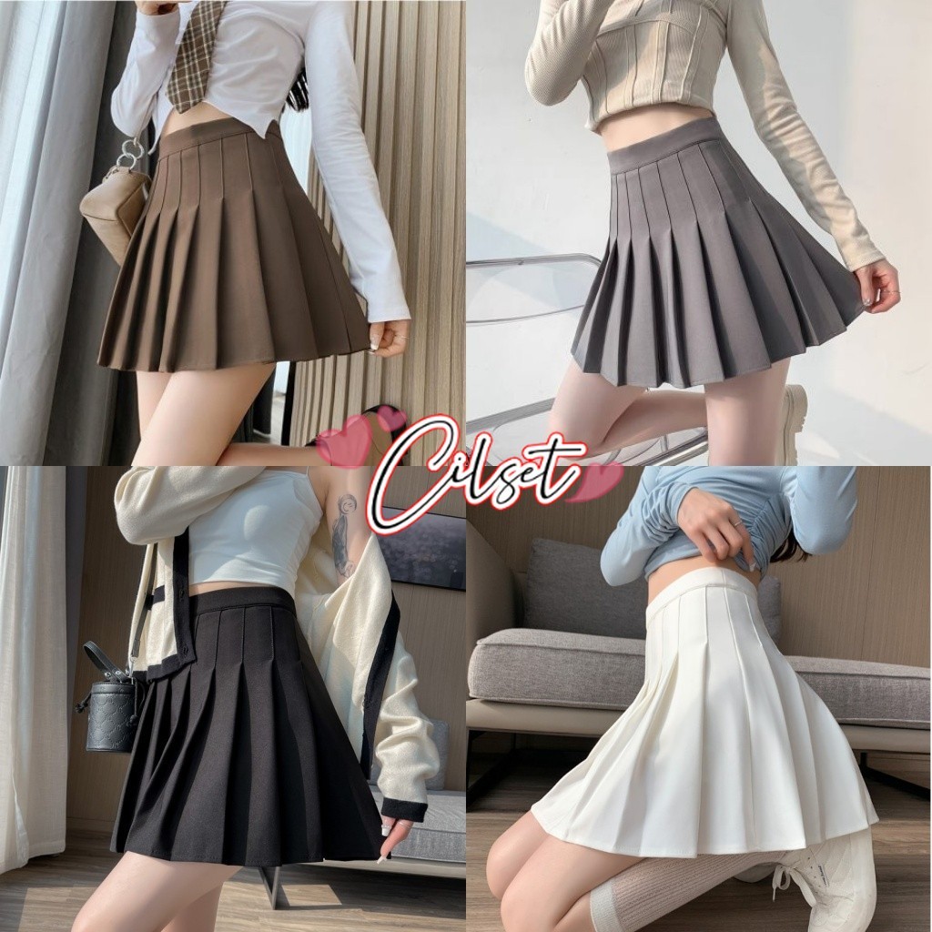 Cilset🛒พร้อมส่ง🎀ผู้หญิงเกระโปรงสั้น ทรงนักเรียนญี่ปุ่น คิ้วท์ๆใส่สบาย มีซับในผ้าบางๆ /8588-NZ