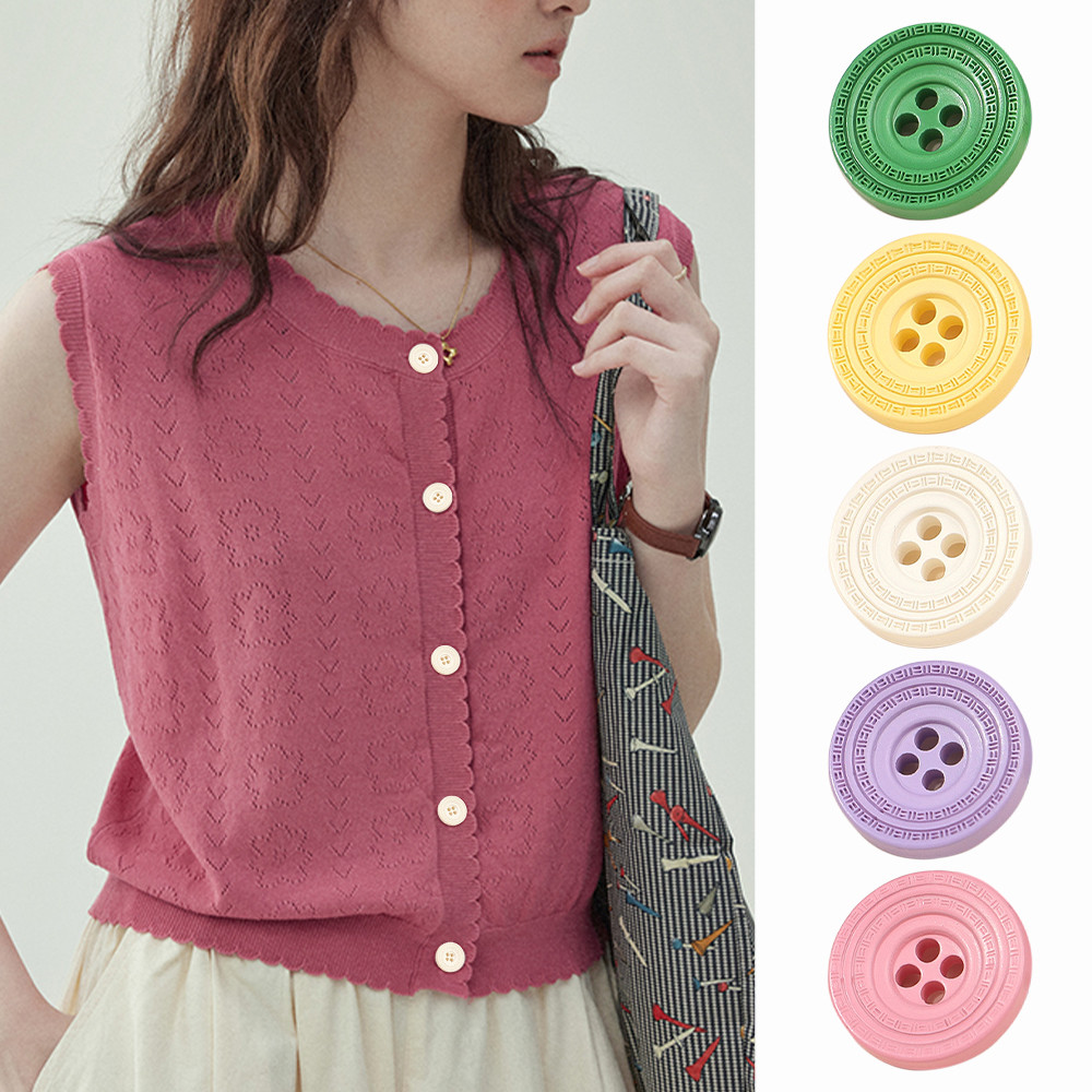 ปุ่มเรซิ่น 4 หลุม 25 มม. 10 ชิ้น สีสันมินิมอล สําหรับเสื้อ เสื้อคลุม แจ็คเก็ต ตัดเสื้อ