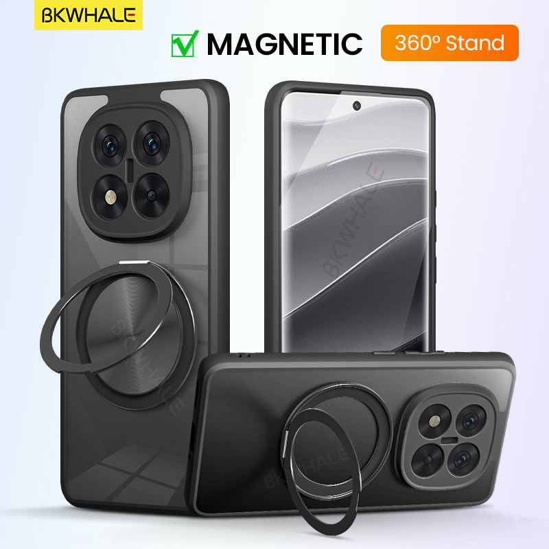 BKWHALE 360° หมุนแม่เหล็กยึดเคสโทรศัพท์สําหรับRedmi Note14 Pro + Note15 Pro + Redmi15C Redmi14C Redmi15 K70E K80 K70 K60 Ultra K90 Pro Max Note13 Pro + Clear Case