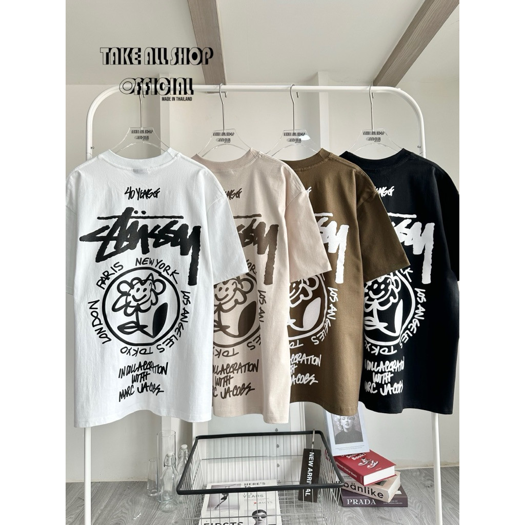 เสื้อยืดโลโก้ลายดอกไม้ คอกลม ไซส์ S – 5XL สีดํา/ขาว ผ้าฝ้าย 100% ชุดลําลอง ราคา ถูกที่สุด ดีลบีเคเค แกลเลอรีภาพที่ 2