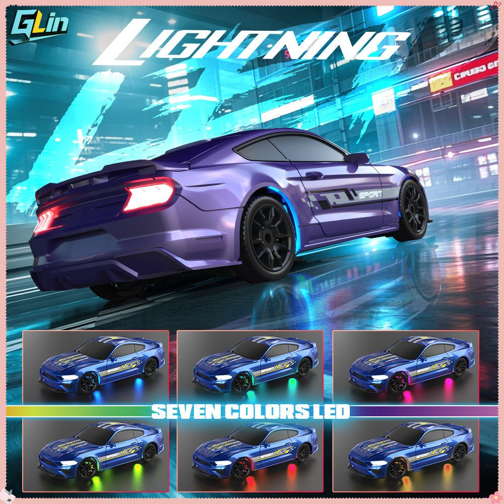 2.4G 1/43 Scale 4WD RC Drift Car: Dodge Mustang Racing Model พร้อมเซอร์โวมอเตอร์ – รถแข่งความเร็วสูง Featuring Proportional & การควบคุมพวงมาลัย