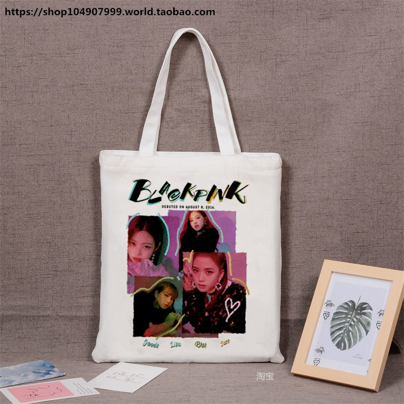 กระเป๋าผ้าใบมือถือ KPOP BLACKPINK Lisa, Rosé, Jennie, Jisoo - ดีไซน์แฟชันขนาดใหญ่สำหรับพัดลมและใช้งา