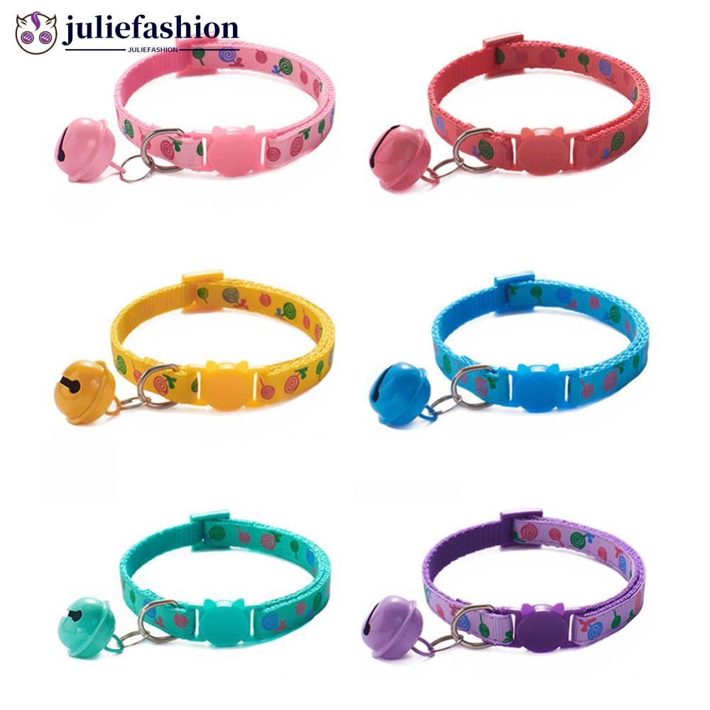 JULIEFASHION 1 PC ปรับ Breakaway Cat COLLAR Bell Rainbow Cat COLLAR สุนัข Lollipop พิมพ์สัตว์เลี้ยงแ