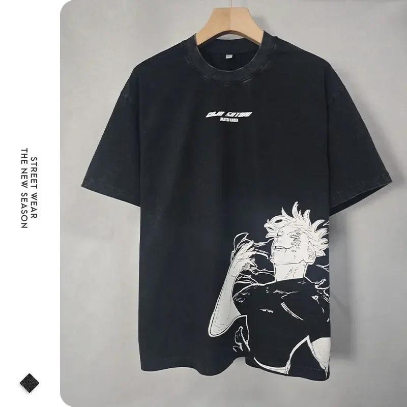 Bilibili Fushiguro Toji เสื้อยืดอะนิเมะ J-Jujutsu K-Kaisen เสื้อยืดแขนสั้นห้าแถบ Saturo Sukuna เสื้อยืดผู้ชายยอดนิยม