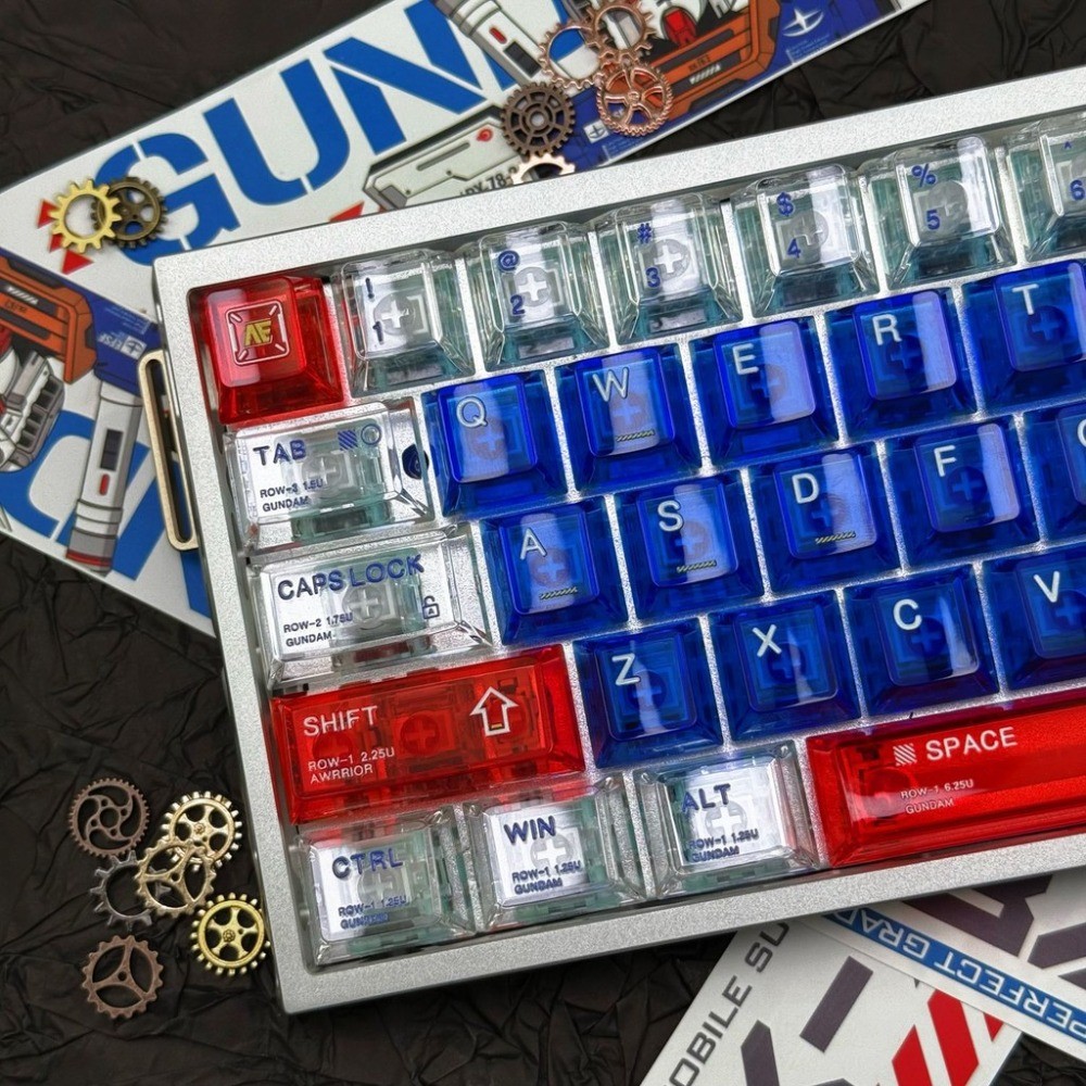 Gundam Keycaps โปรไฟล์เชอร์รี่ 140 คีย์คุณภาพสูง PC UV กระบวนการ Wooting60 MAD60 Aula F75 การส่งผ่าน