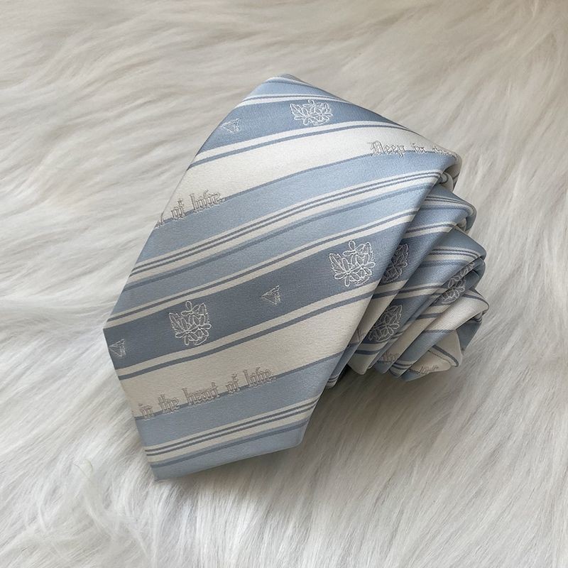 Jk Uniform Hand-Made DK Tie Layered Stripes School Tie Uniform สีฟ้าสีขาวเสื้ออุปกรณ์เสริม
