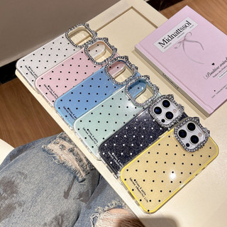 เต็มหน้าจอรอบWave dot 2-in-1 HardสําหรับiPhone 11 12 13 14 15 16 Pro Max Anti DROPฝาครอบป้องกันสําหรับRhinestoneเลนส์กรอบสําหรับiPhone11 กรณีปลอก