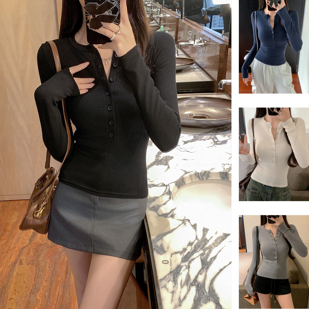 FASHION.61 เสื้อแขนยาวผ้าลูกฟูก มีลายในตัว สไตล์เกาหลี รุ่น W6965