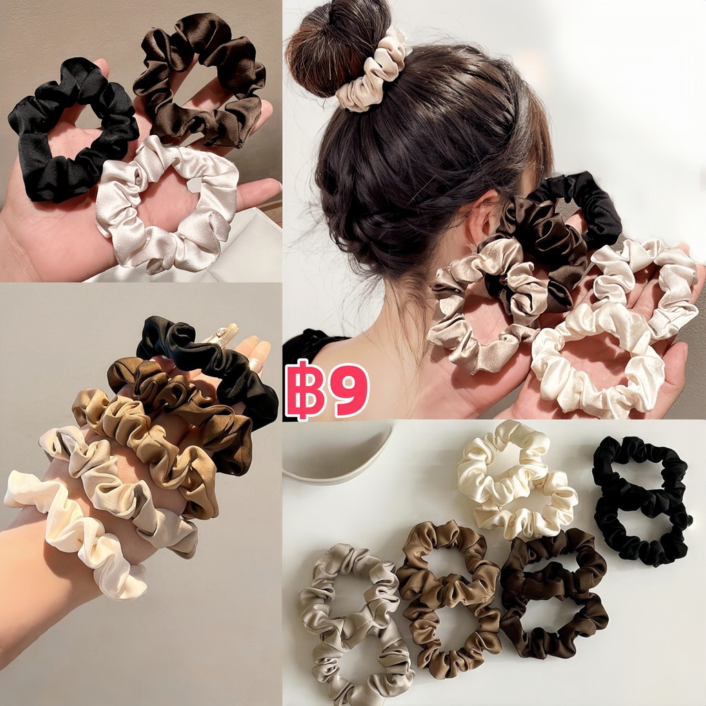 L.A Shop★พร้อมส่ง ยางรัดตัว ผ้าซาติน มินมอล ยืดพอดี  สไตล์มินิมอลสาวเกาหลี "VO-47"
