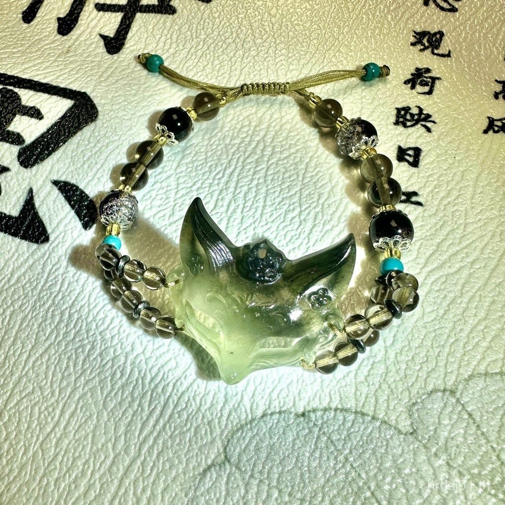 สร้อยข้อมือหยกธรรมชาติ Xiuyu Fox พร้อมหน้ากากแบบกำหนดเอง รหัส 888 VIXC