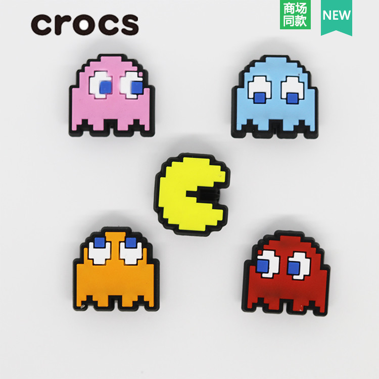 5pcs\set แฟชั่นรองเท้าแตะ Accessorie Pvc รองเท้าหัวเข็มขัด Pac Man Crocs Jibbitz Charms (คุณภาพสูง) ของขวัญเด็ก