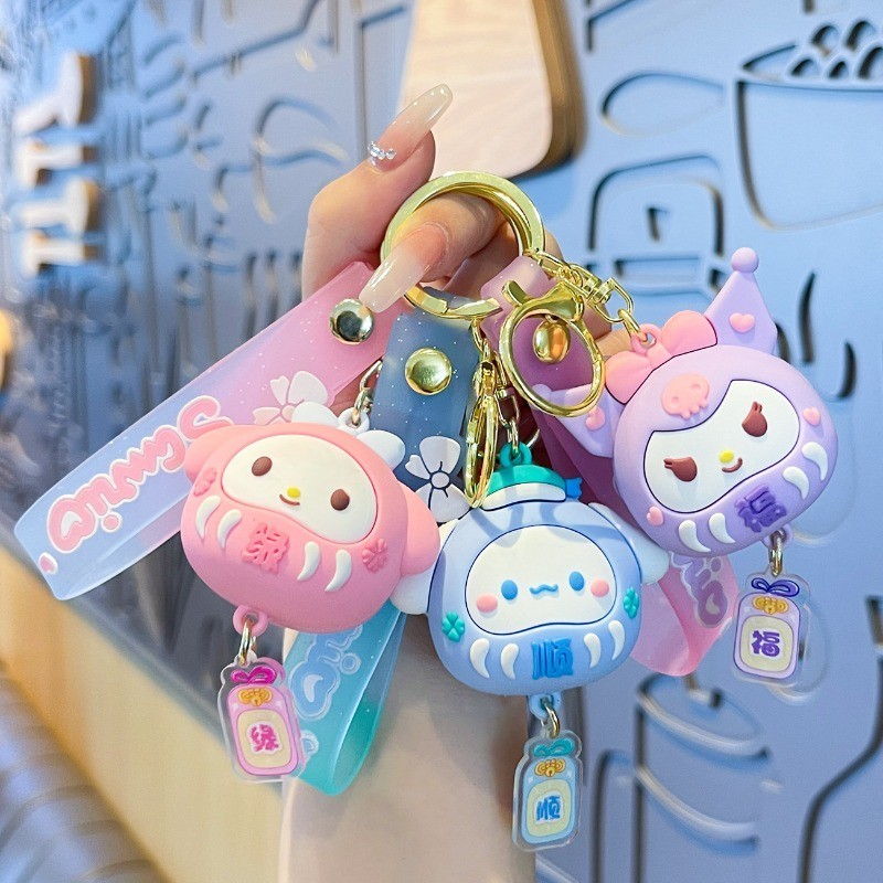 ใหม่การ์ตูน Sanrio อะนิเมะ Hello Kitty Kuromi Melody พวงกุญแจน่ารักคู่กระเป๋าเครื่องประดับ Sakura อุปกรณ์เสริมจี้รถของขวัญ