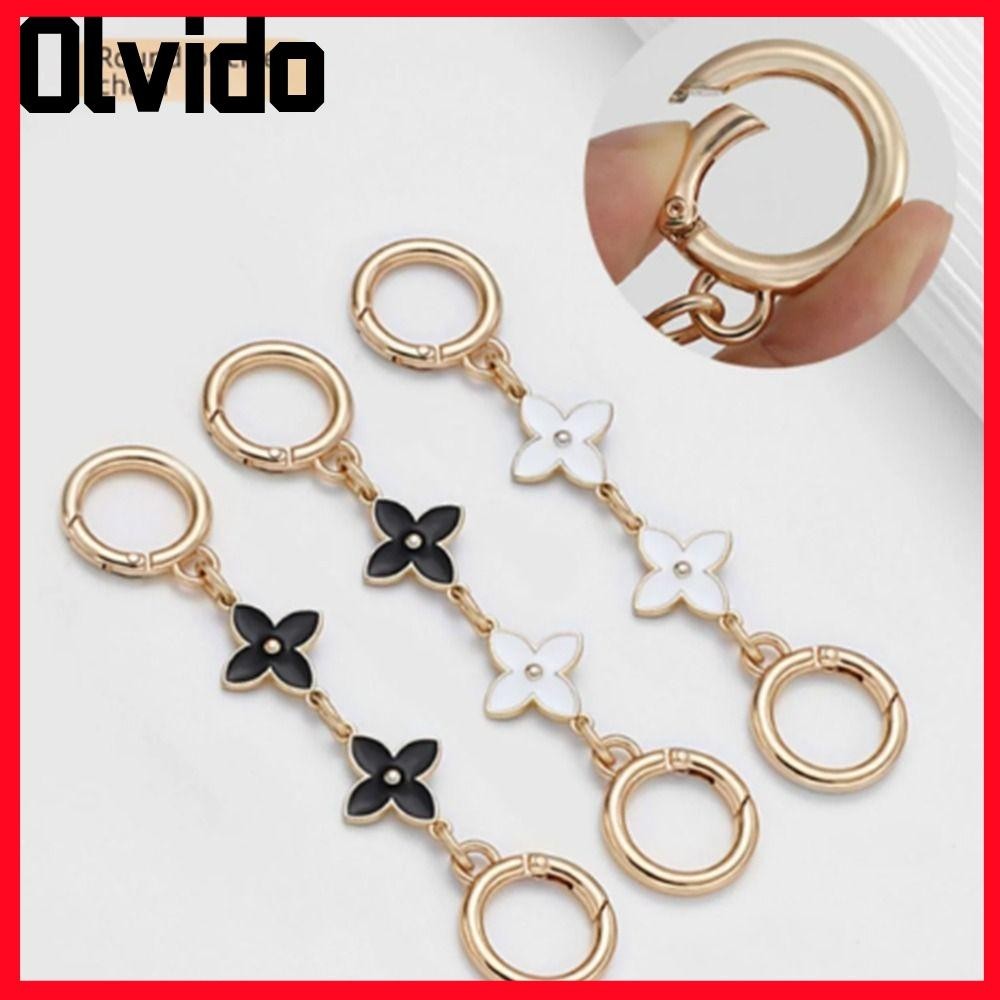 ห่วงโซ่กระเป๋า OLVIDO, เข็มขัดกระเป๋าแบบถอดได้โลหะผสมสังกะสี, DIY Four-leaf Clover รูปกระเป๋าสะพายสายคล้อง Extender อุปกรณ์เสริมกระเป๋า