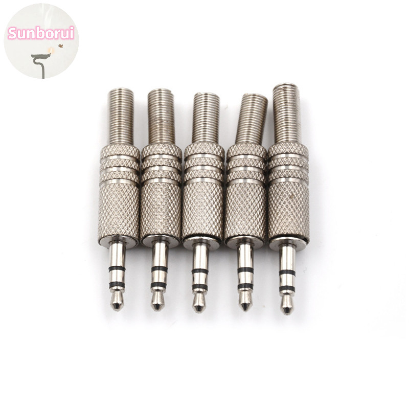 Sunborui 5 ชิ้น 3.5 มิลลิเมตร 3 เสาหูฟังแจ็คเสียงปลั๊กชายบัดกรี Connector TH