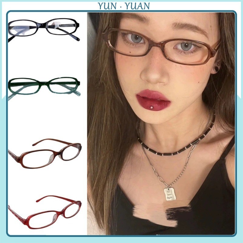[YUNYUAN] Retro Red Small Frame Small Face Y2K Hot Girl Glasses Female Korean Style Trend Anti-blue 