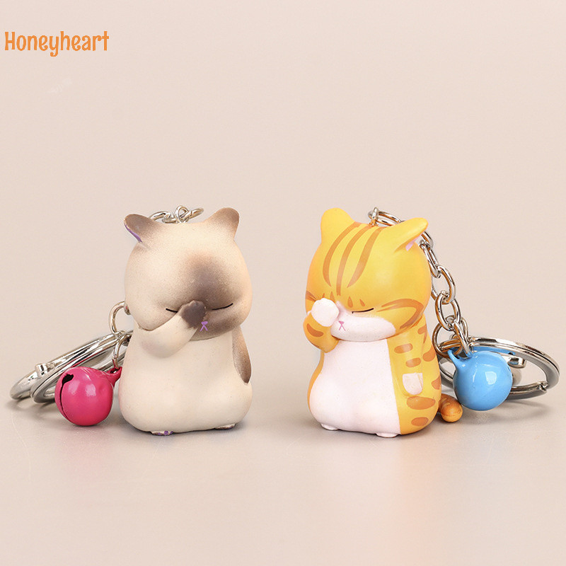<Honeyheart> พวงกุญแจแมวขี้อายน่ารักพวงกุญแจลูกแมวอ้วน Trinket กระเป๋าเครื่องประดับคีย์ Nice