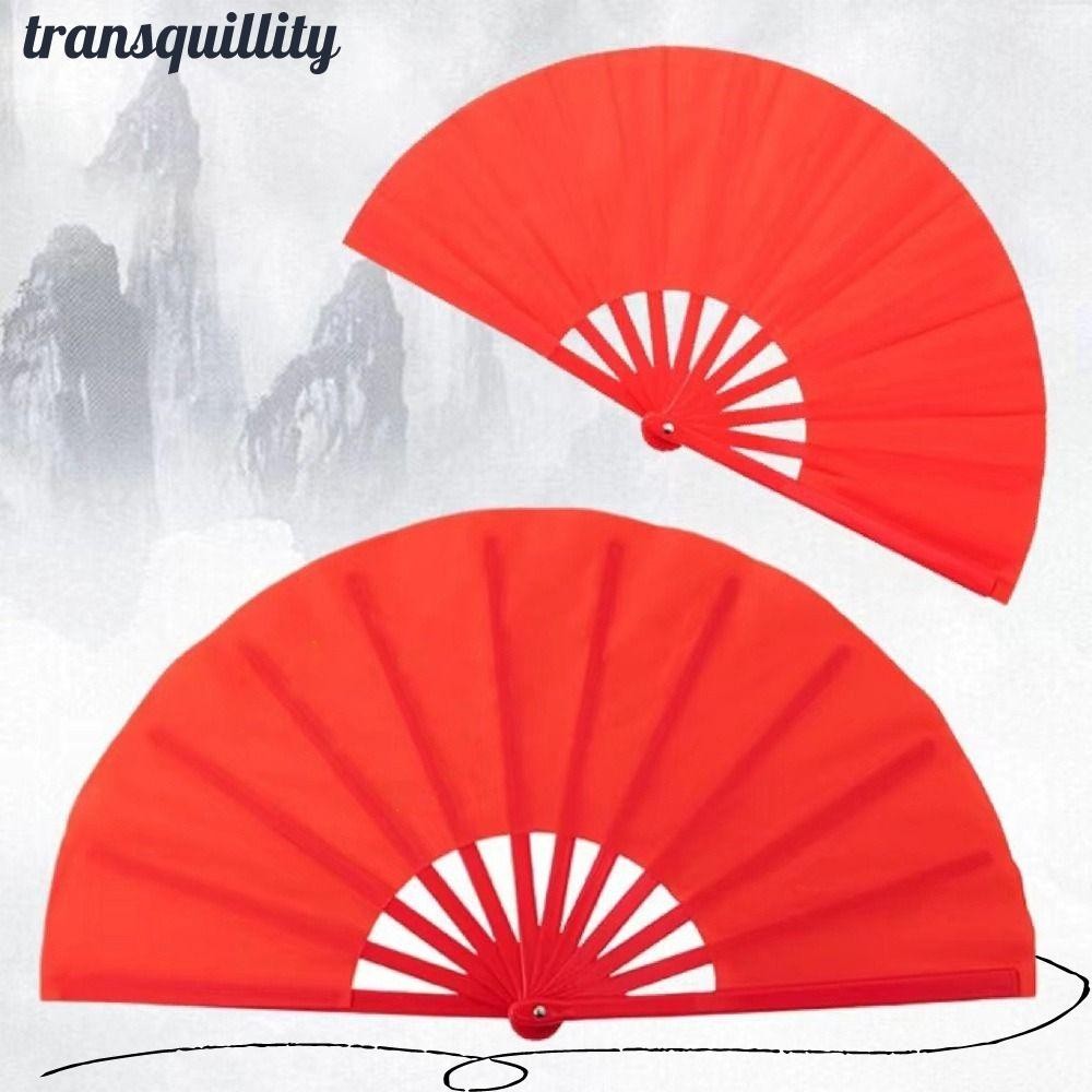 Transquillity พัดลมกระดูกพลาสติก 28/34 ซม.Chinoiserie ของขวัญงานแต่งงาน Decor Kung Fu พัดลม