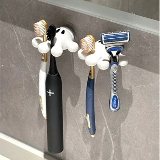 ที่วางแปรงสีฟัน แบบติดผนัง ตะขอแขวน ไม่ต้องเจาะผนัง พร้อมส่ง