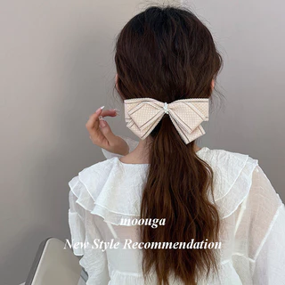 Mouga/light Luxury Pearl Windingลายสก๊อตอ่อนโยนเวอร์ชั่นเกาหลีAll-Match High-End Back Headกิ๊บติดผมเครื่องประดับผม