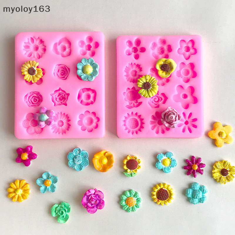 Myoloy 3D Multi-ดอกไม้รูปร่างแม่พิมพ์ซิลิโคนDIY Sugarcraftช็อกโกแลตFondantเค้กตกแต่งGวันเกิดงานแต่งงานเบเกอรี่Mould TH