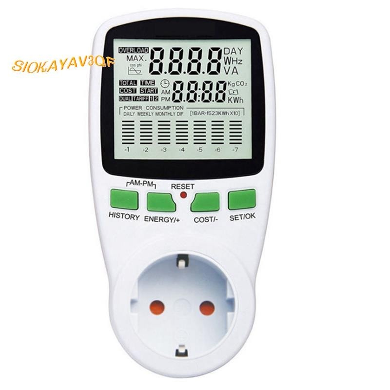 【siokayav3qf 】1 ชิ้นไฟฟ้า Wattmeter LCD Energy Meter Socket Multi-Functional Electric Tester EU วัด 