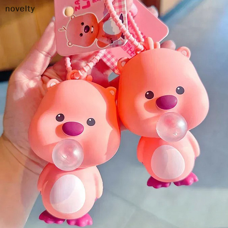 Nly Loopy Blowing Bubble Pinching Joy พวงกุญแจหญิงทับทิมตุ๊กตาจี้ Bookbag จี้เครื่องประดับขนาดเล็กของขวัญวันเกิดเด็ก N