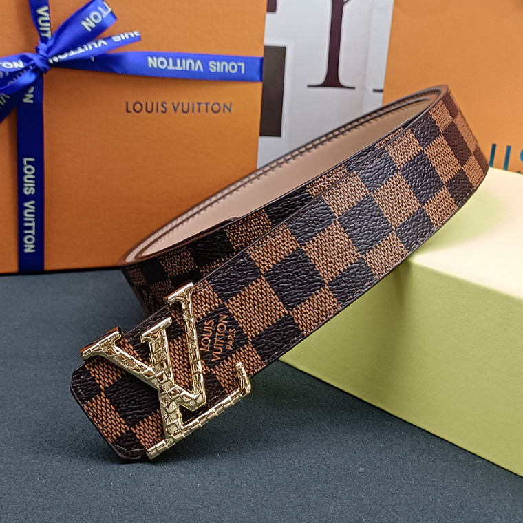 Lv Classic Plaid Belt Fashion High-End Belt Men