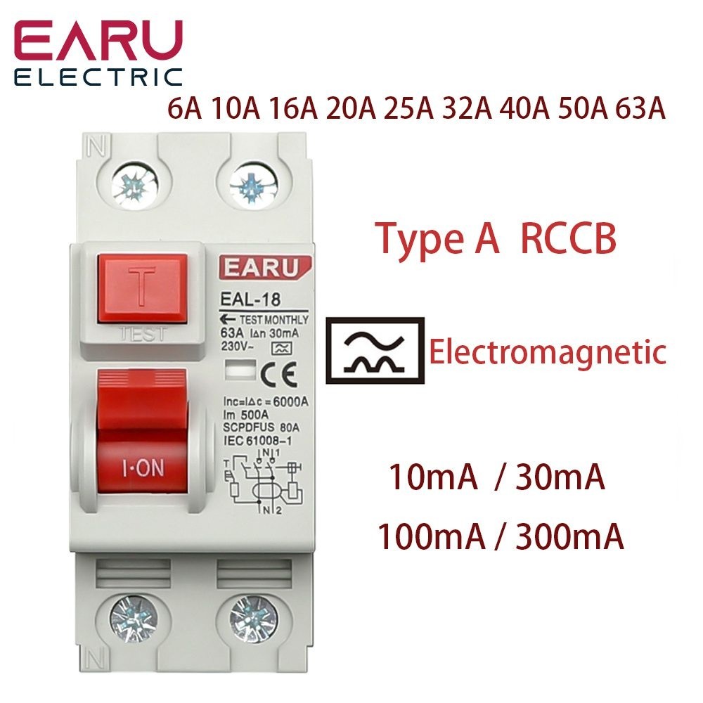 ✫2P AC Type RCCB  RCD ELCB Electromagnetic Residual Current Circuit Breaker AC ELCB 2 Pole 6A 10A 25