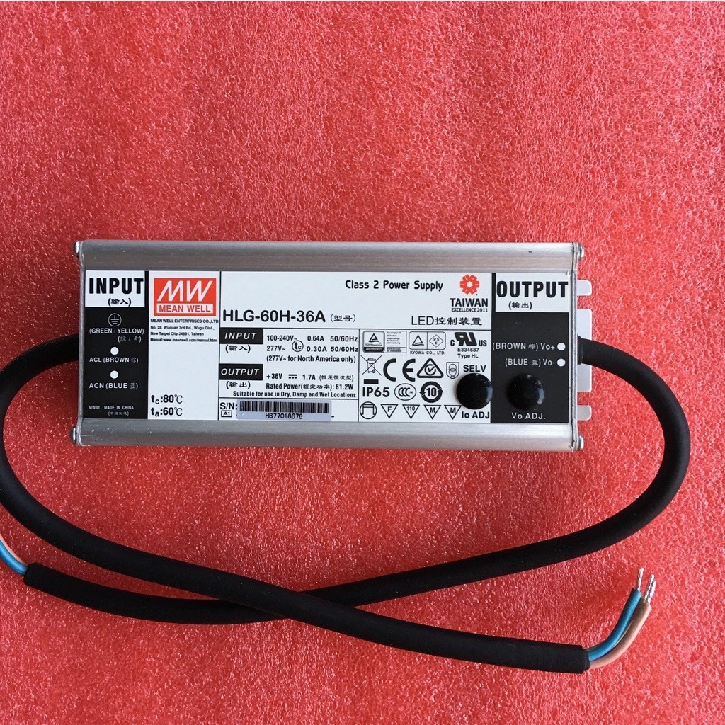 ✵MEAN WELL HLG-60H Switching power supply 24A 36A 24V 60W Constant Voltage   Constant Current LED Dr