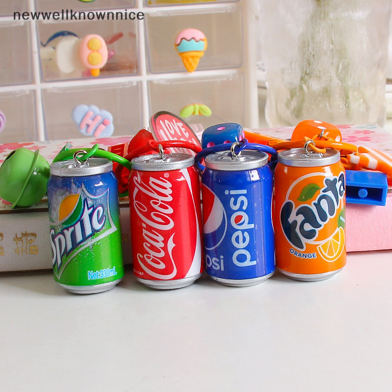 Newwellknownnice น่ารักเครื่องดื่ม Key Chain Cola Sprite Fanta เครื่องดื่มจี้พวงกุญแจรถกระเป๋าเป้สะพ