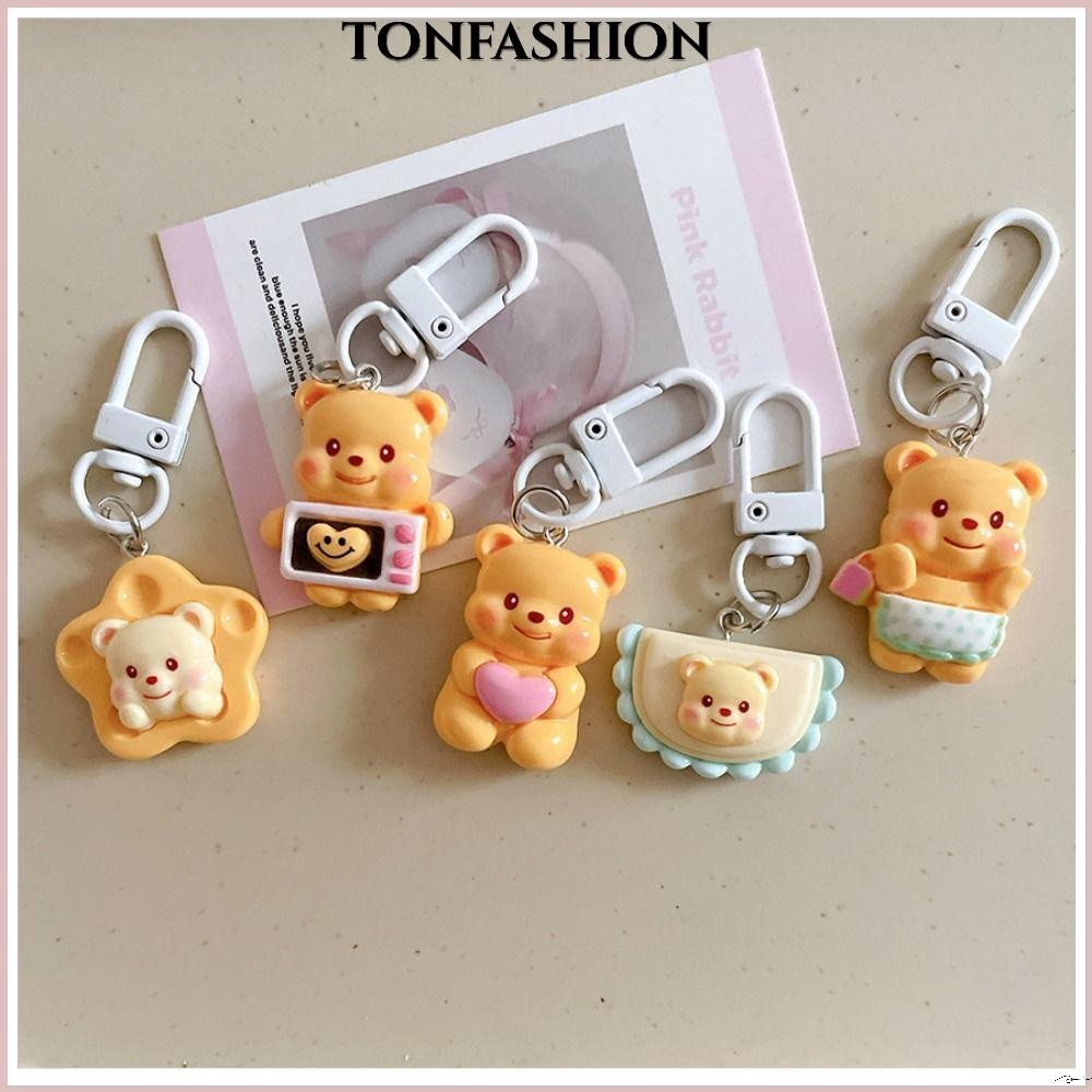 พวงกุญแจ TONFASHION พวงกุญแจหมีเนยการ์ตูน Kawaii จี้สร้างสรรค์ของขวัญ